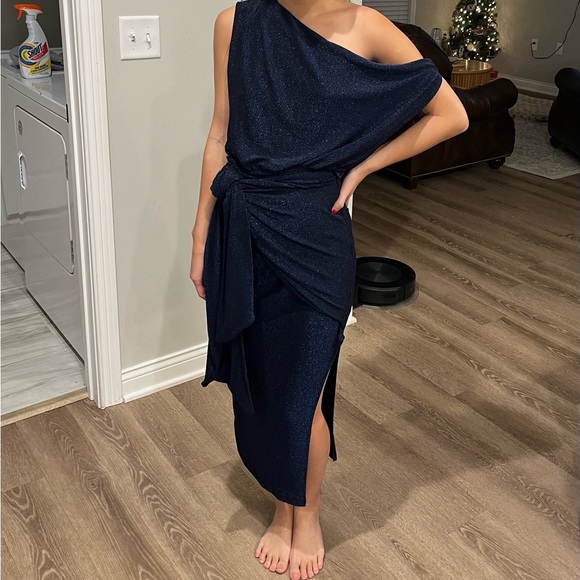 navy petal and pup One Shoulder Dress - Picture 3 of 3